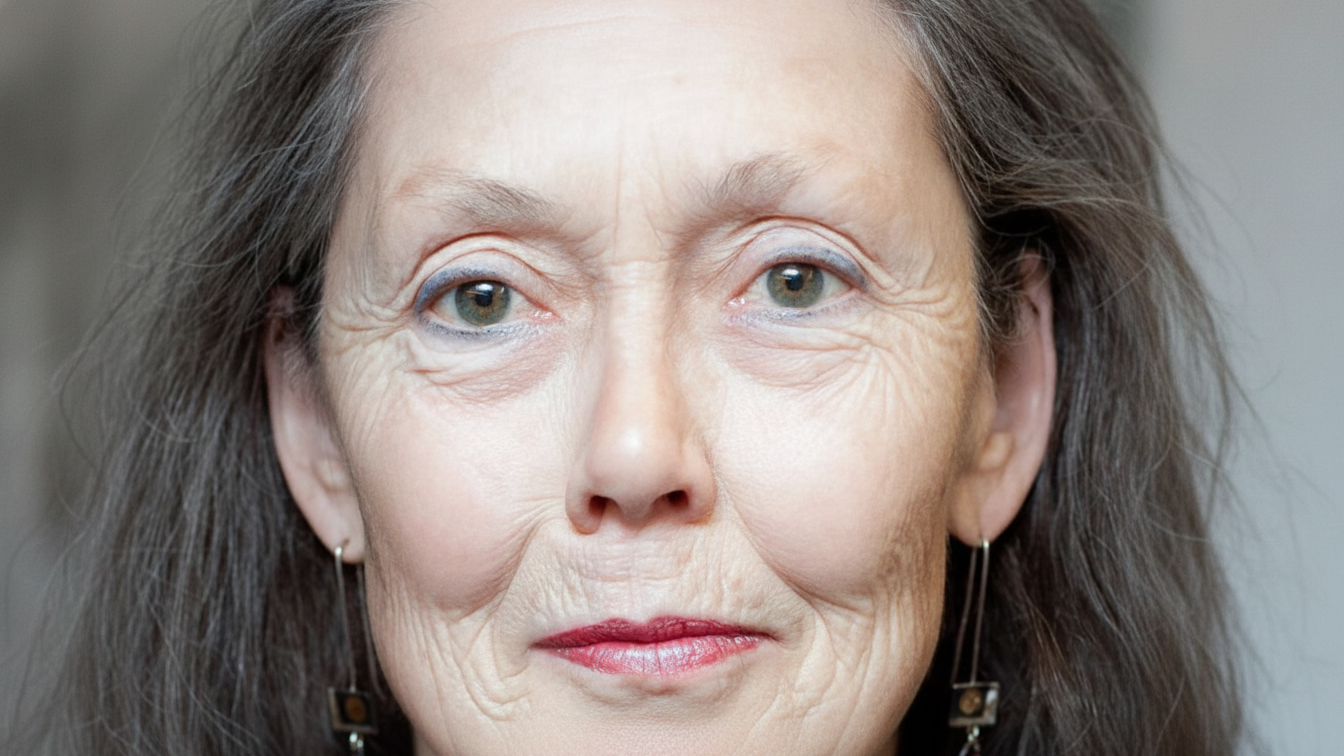 Close-up portrait of Anne Carson looking at the camera.